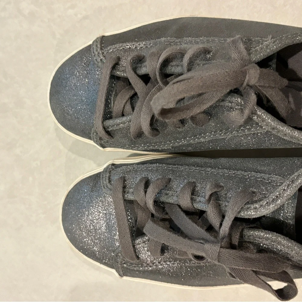 Keds Metallic Silver Gray Triple Kick Canvas Sneaker Platform Size 6.5 Glitter